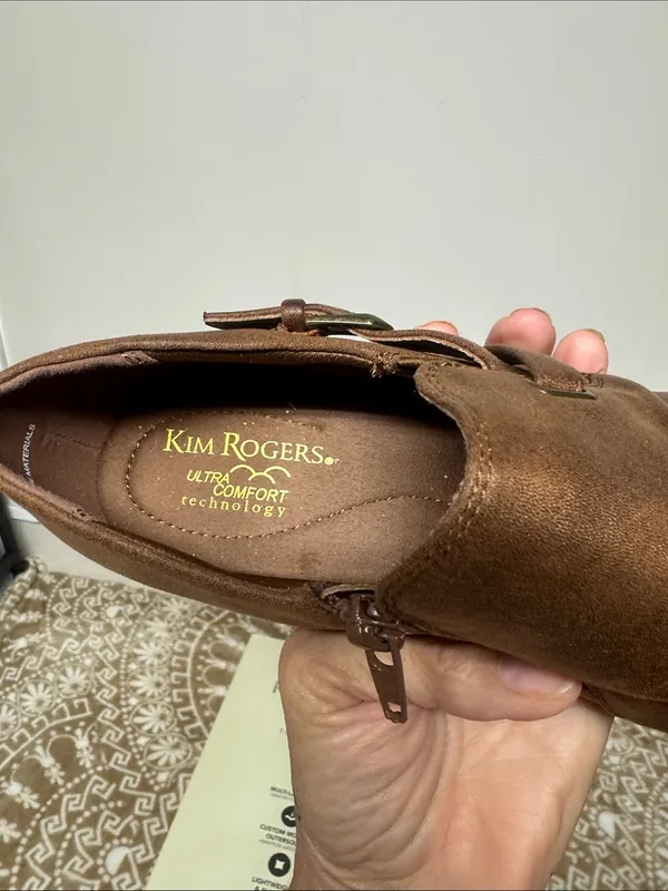 Kim Rogers Brown Faux-Leather Heal Booties with Buckle - Image 4