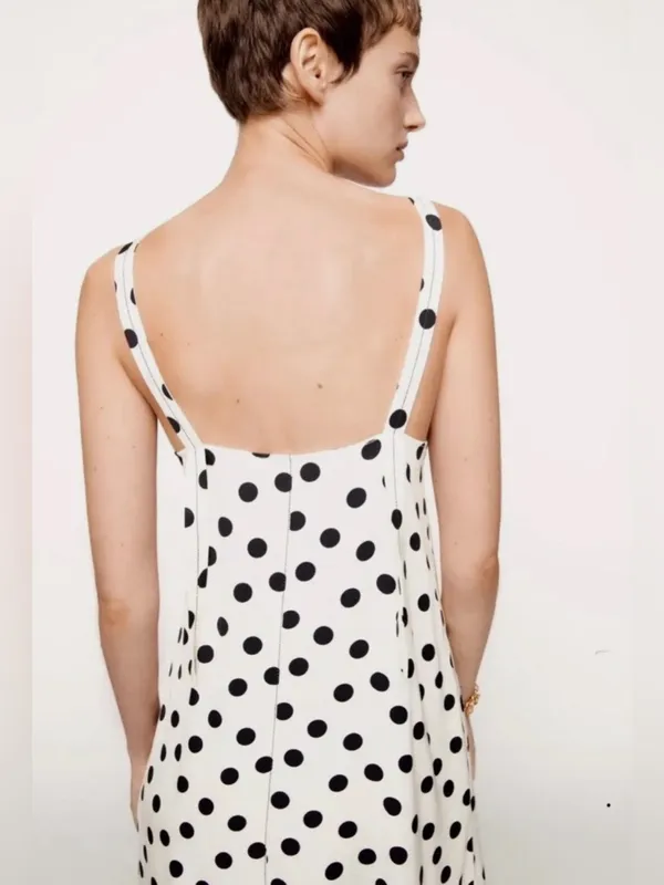 zara cotton polka dot dress limited edition side pocket size medium - Image 4