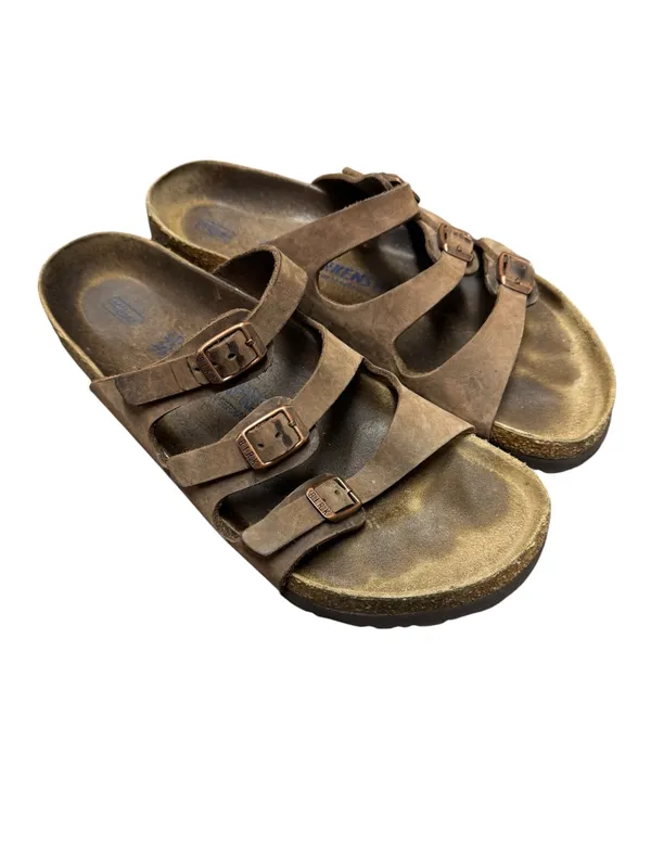Birkenstock Florida Leather Footbed Buckle Sandals Comfort Dark Brown EU 40 US 9 - Image 3