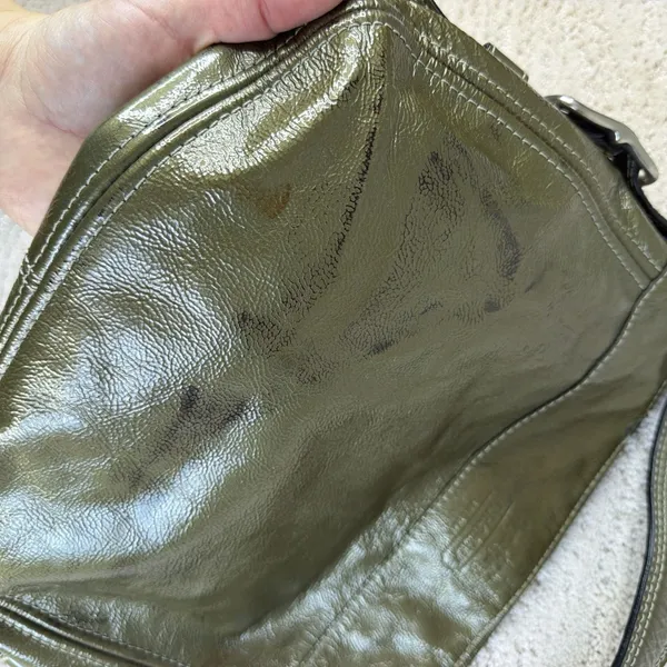 Vintage Coach Metallic Gold Patent Leather Bag Slouchy Hobo - Image 5