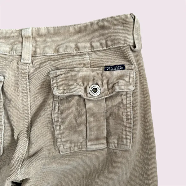 Just USA Y2K 2000’s Khaki Tan Preppy Low Rise Corduroy Casual Straight Leg Pants - Image 7