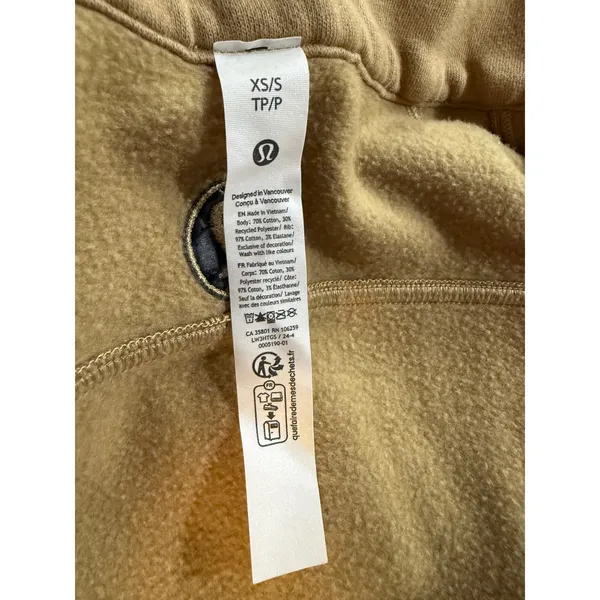 Lululemon Scuba Oversized Funnel Neck‎ Full Zip Jacket XS/S Tan Distressed - Image 6