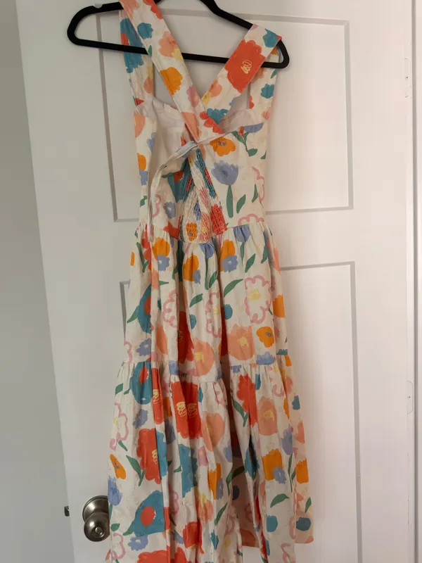 Boutique FORE Colorful Floral Cross-Back Midi/Maxi Dress — Size Small - Image 3