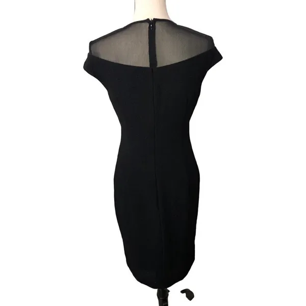 David Meister Dress Size 4 Black Sheer Top Short Sleeve Chic Classic USA - Image 2