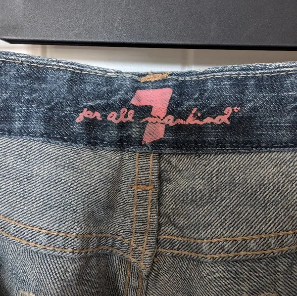 7 FOR ALL MANKIND "A" Pocket Jeans Mid Rise W32 Medium Wash USA Made - Image 3