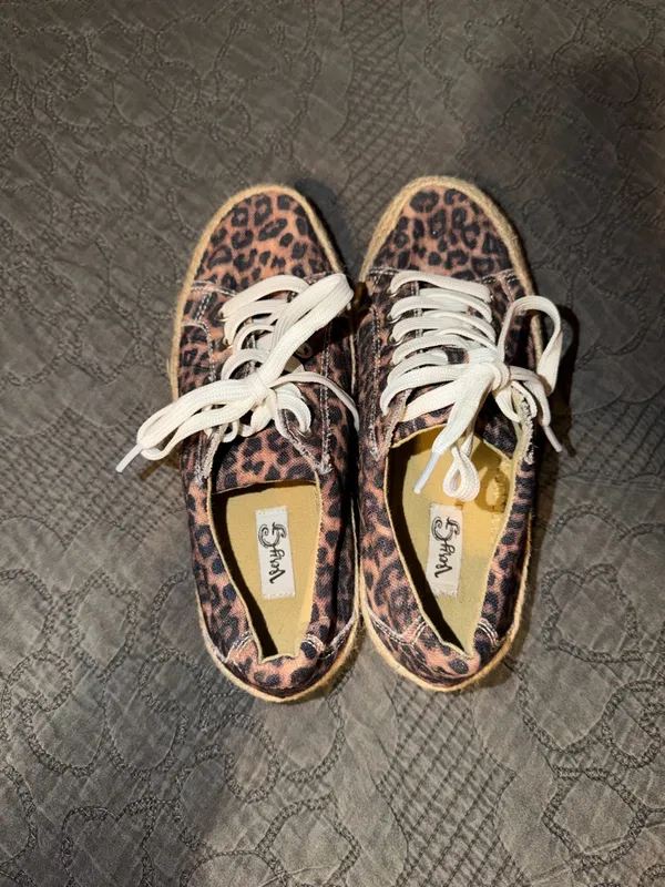 Very G Leopard Print Espadrilles Sneakers - Brown & Tan - Image 6
