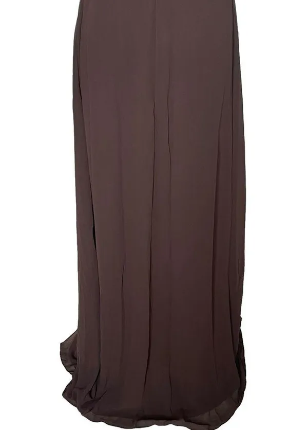 Bill Levkoff Womens Chiffon Special Occasion Dress Size 14 Brown Maxi Sleeveless - Image 6