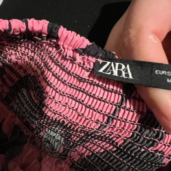 Zara Pink Black Floral Cotton Poplin‎ Midi Dress Size S - Image 17