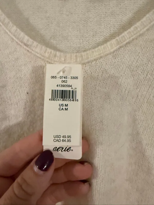 Aerie NWT oatmeal scoop neck cropped sweater M - Image 4