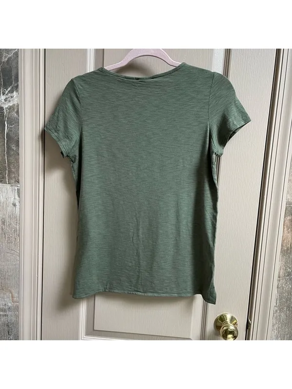 ST. Tropez West women basic t-shirt khaki olive cotton blend Sz XS - Image 6
