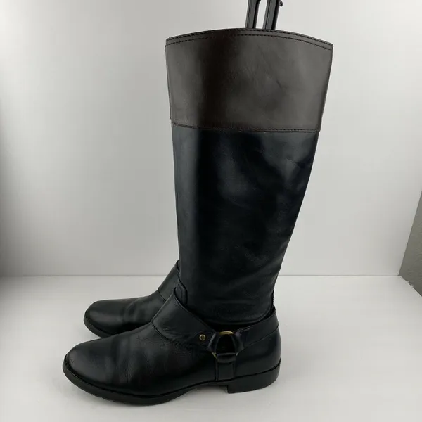 Ralph Lauren Sulita Harness Riding Boots Size 8‎ Black Brown Leather Knee High - Image 5