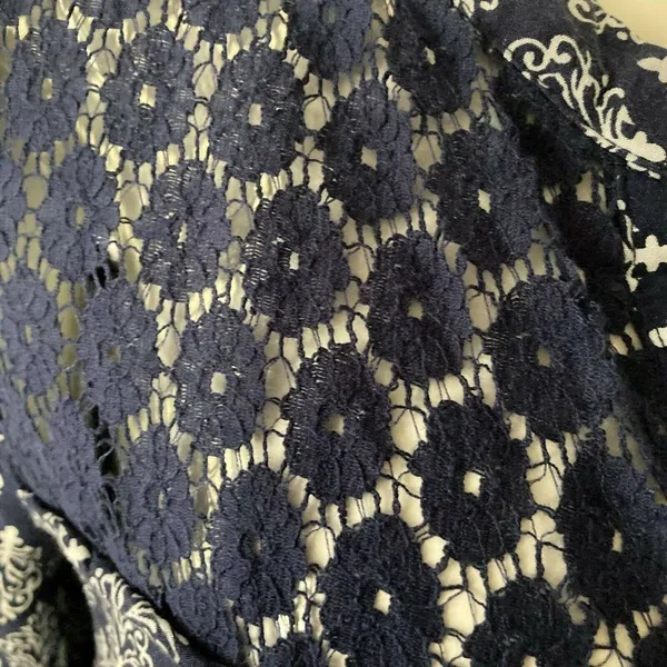 Altar'd State Size L Navy Blue Print‎ Lace Detail - Image 4