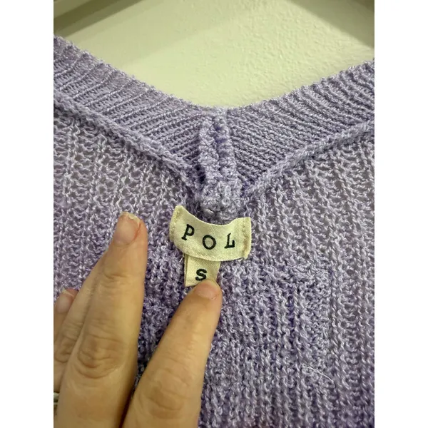 POL Purple V-Neck Knit Sweater‎ Oversized Long Sleeve Womens Small - Image 3