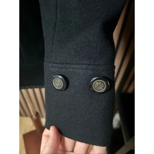 Randy camper black coat jacket wool blend stylish military style size 4 - Image 2