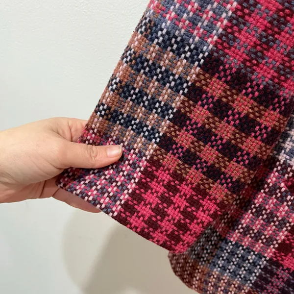 Rachel Zoe Plaid Tweed Wool‎ Blend Coat Pink Check Longline Jacket Size M - Image 9