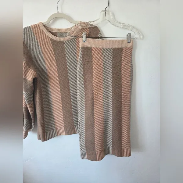 SheIn Sweater Skirt Set Chunky Knit Sand Earth Tones Coordinating Monochrome Old Money - Image 4