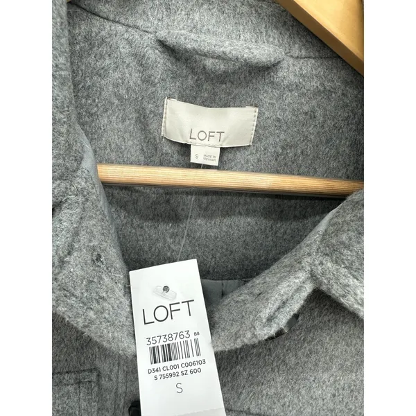 LOFT Womens Heather gray Wool Blend Long Coat Size S‎ Pocket Winter Warm NWT - Image 5