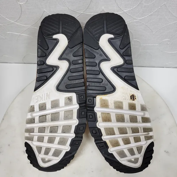 Nike Air Max 90 Print Sneakers Women 6.5 White Bronze Leather Lace Up Running - Image 14