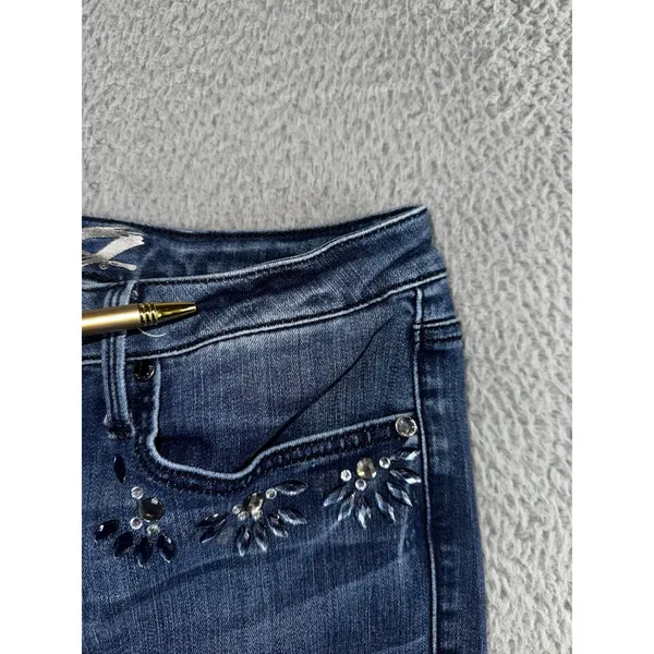 Seven7 Jeans Women 12‎ Mid Rise Skinny Studded Dark Wash Denim Pants Y2K Boho - Image 6