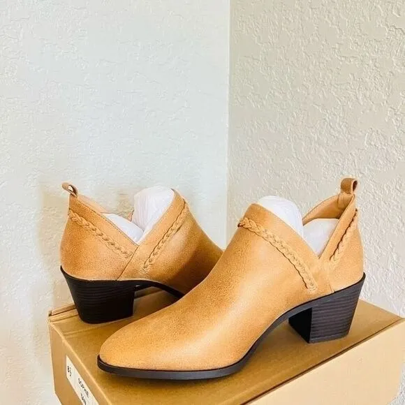 JOURNEE COLLECTION‎ Sophie Braided Strap Bootie, Block Heel, Tan, Size 7, NWT - Image 12