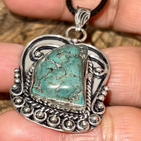 Blister Stabilized Turquoise Pendant 2” Blue - Image 10