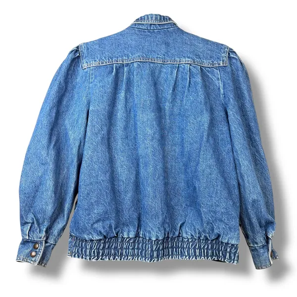 Vintage Sergio Valente VTG Western Pleated Flannel Puff Shoulder Denim Jacket - Image 5