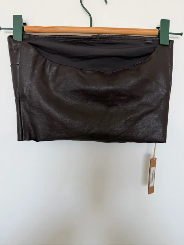 SKIMS Dark Brown Faux Leather Crop Top - Image 3