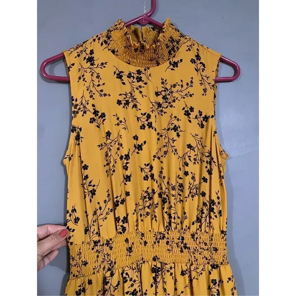 Nanette Nanette Lepore Colonel Mustard Pleated High Neck Dress Sz 6 - Image 3