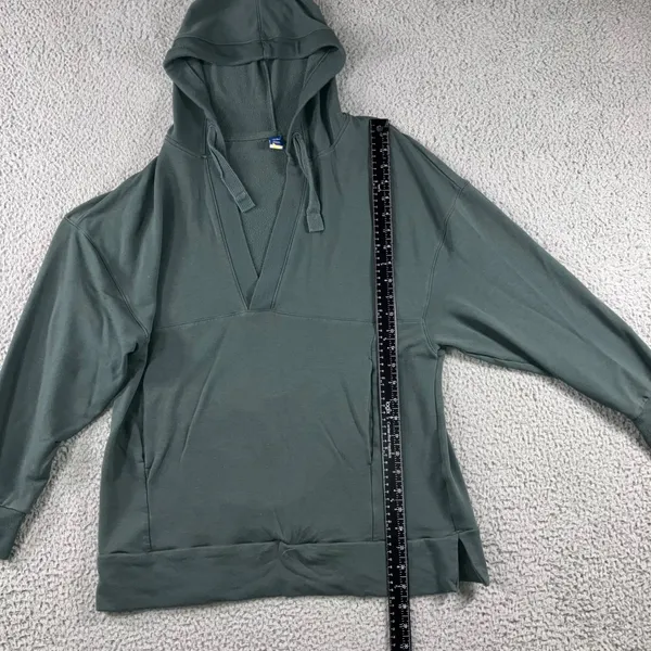 Old Navy Oversized Tunic Hooded Sweatshirt Women Medium French Terry V‎ Neck - Image 4