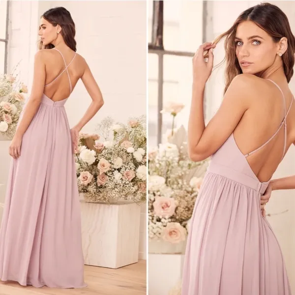 LULU's Bridesmaid Prom Wedding Flowy Romantic Elegant Sexy Maxi Dress - Image 3