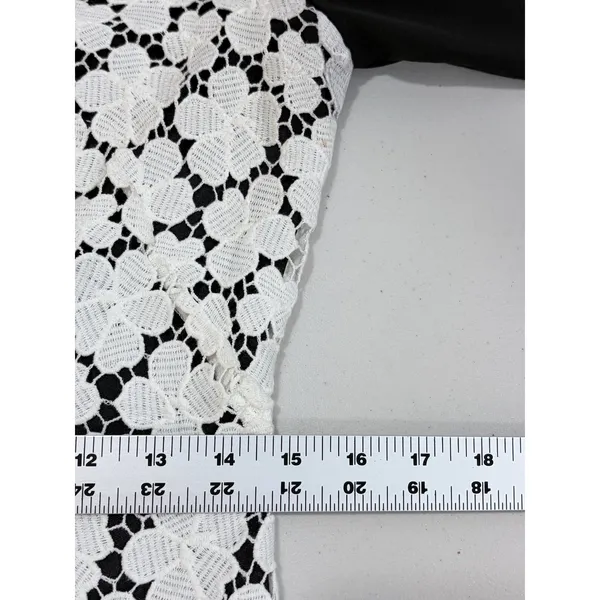 Suzi Chin for Maggy Boutique Black White Lace Overlay Sheath Dress 3/4‎ Sleeve 8 - Image 8