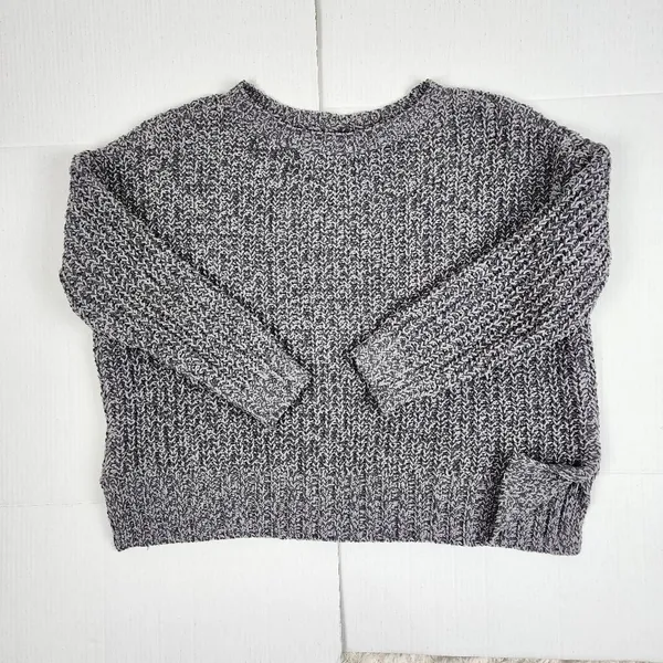 American Eagle Grey Chunky Cable Knit Cropped Sweater - Size S (Oversized Fit) - Image 9