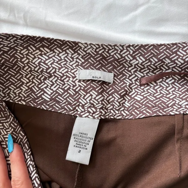 IZOD Golf Skirt Skort Womens 2 Brown White Geometric Activewear Quiet Luxury‎ - Image 6
