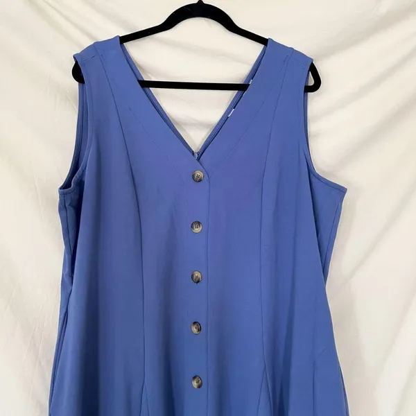 NWT Montgomery Post Blue Sleeveless Button Front A-Line Dress 3X - Image 3