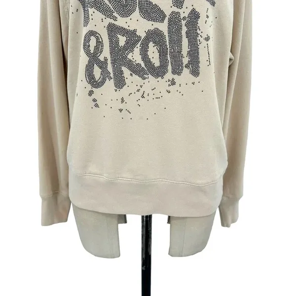 Zadig & Voltaire Top Upper Rock and Roll Strass‎ Pullover Sweatshirt Cream Small - Image 5