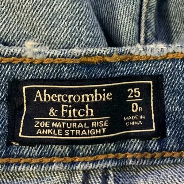 Abercrombie & Fitch Zoe Straight Jeans 25 0R Blue‎ Two Tone Side Stripe Y2K Boho - Image 2