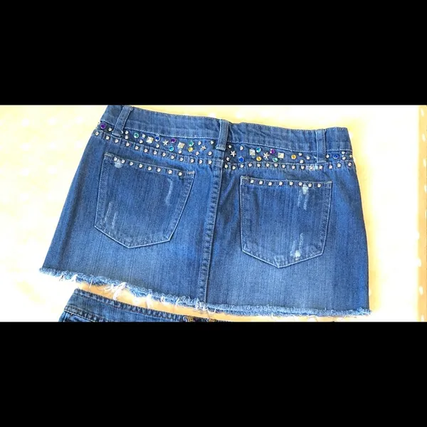 Hollister Y2K I Love H81 Denim Jean Skirt 🌸 26 - Image 4