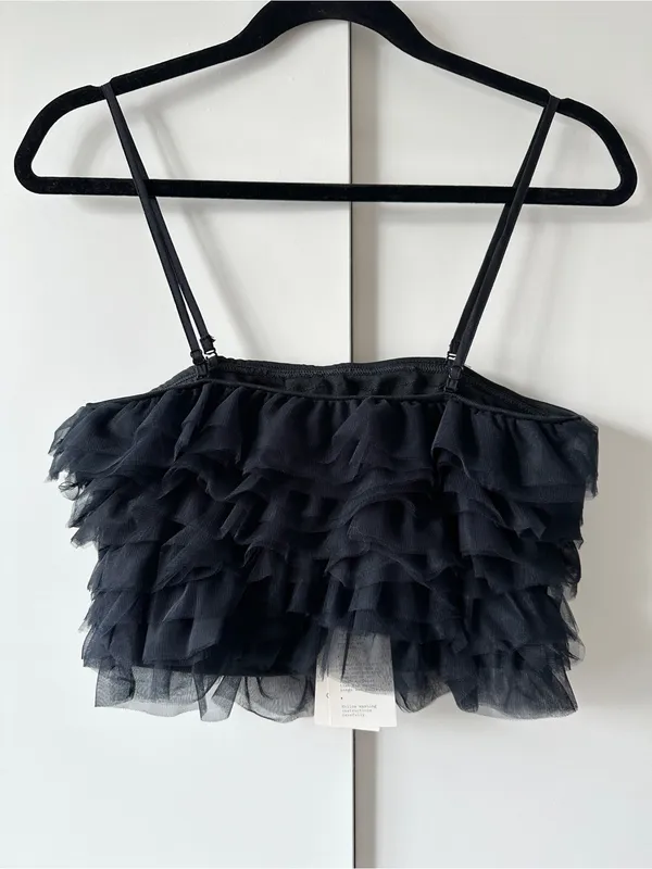 NWT A New Day Tiny Tulle Ruffle Crop Tank – Black – S - Image 5