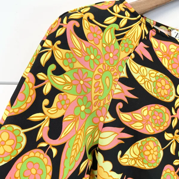 Zara Womens XS Mini Bodycon Floral Paisley Dress Bell Sleeve Cutout Multicolor‎ - Image 10