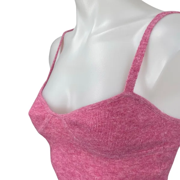 Aritzia Wilfred Pink Wool Cashmere Bustier Ribbed Knit Cami Tank Crop Top Sz XS - Image 2