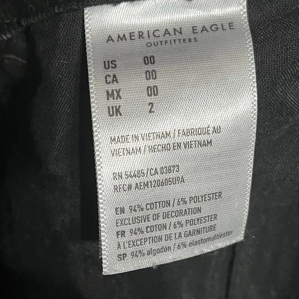 American Eagle Skirt‎ Womens 00 Black Hi Rise A-Line Denim Jean Button Fly - Image 4
