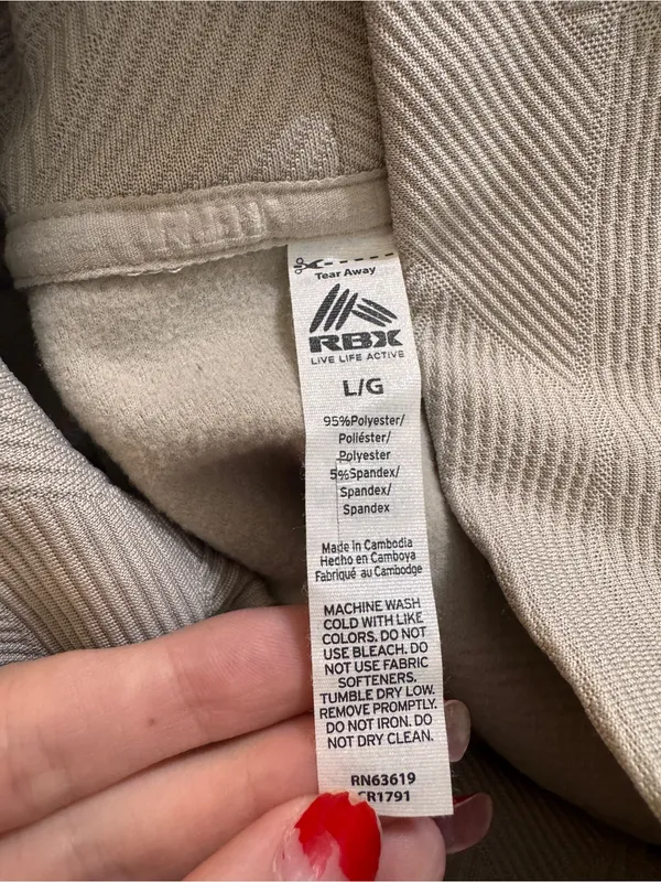 Rbx Funnel Neck Pullover Sweater Sweatshirt Oatmeal Tan Large Patterned - Image 4