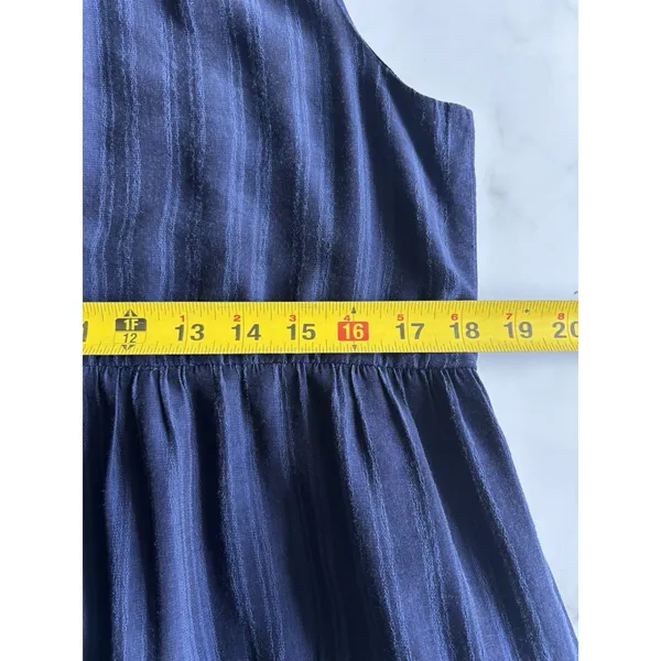 GLAM Navy Blue Tiered Mock Neck Mini Dress Sleeveless Ruffle Babydoll Size M - Image 5