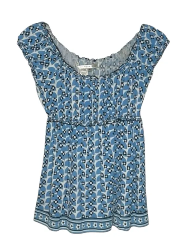 Max Studio ✿ Daisy Print Smocked Ruffled Babydoll Peasant Top ✿ Baby Blue ✿ M - Image 2