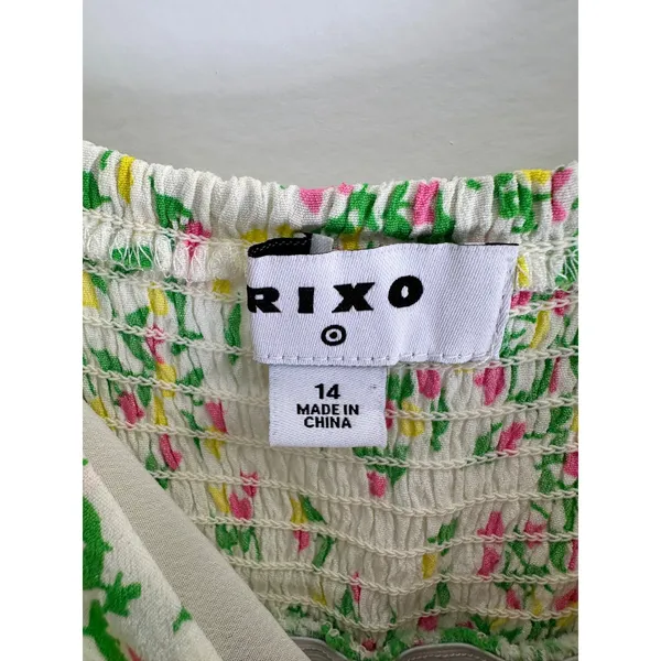Rixo x Target Daisy Long Sleeve Green Floral Swing Dress Midi Size 14 - Image 4