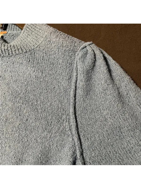 Free People Sweater Women Medium Teal Puff Sleeve - Image 7