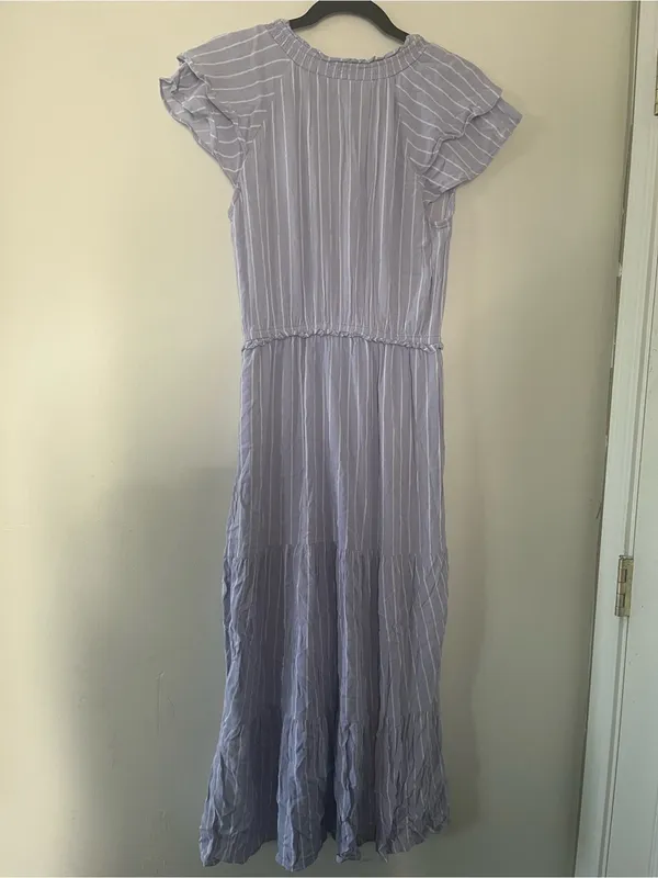 Old Navy Lavender Striped Midi Dress Small Coastal Euro Summer Cottagecore - Image 7