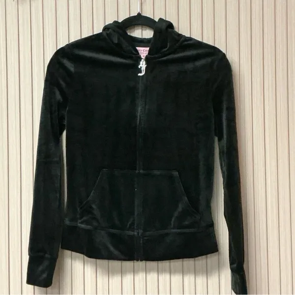 Juicy Couture Women's Velour Jacket Medium NWT Black Y2K Rhinestone - Image 3