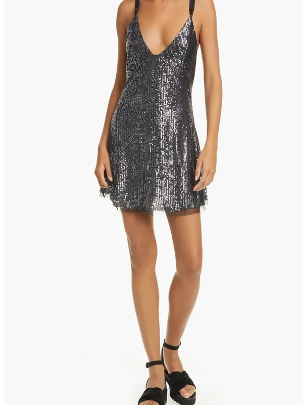 NWT Intimately Free People Gold Rush Sequin Mini Dress Medium Glam Party - Image 4
