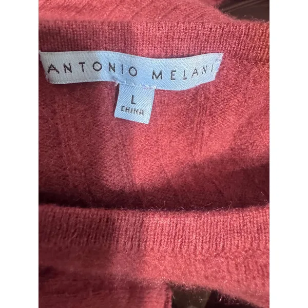 Antonio Melani 100% Cashmere Wrap Sweater Dress Terracotta Clay Ribbed L - Image 5